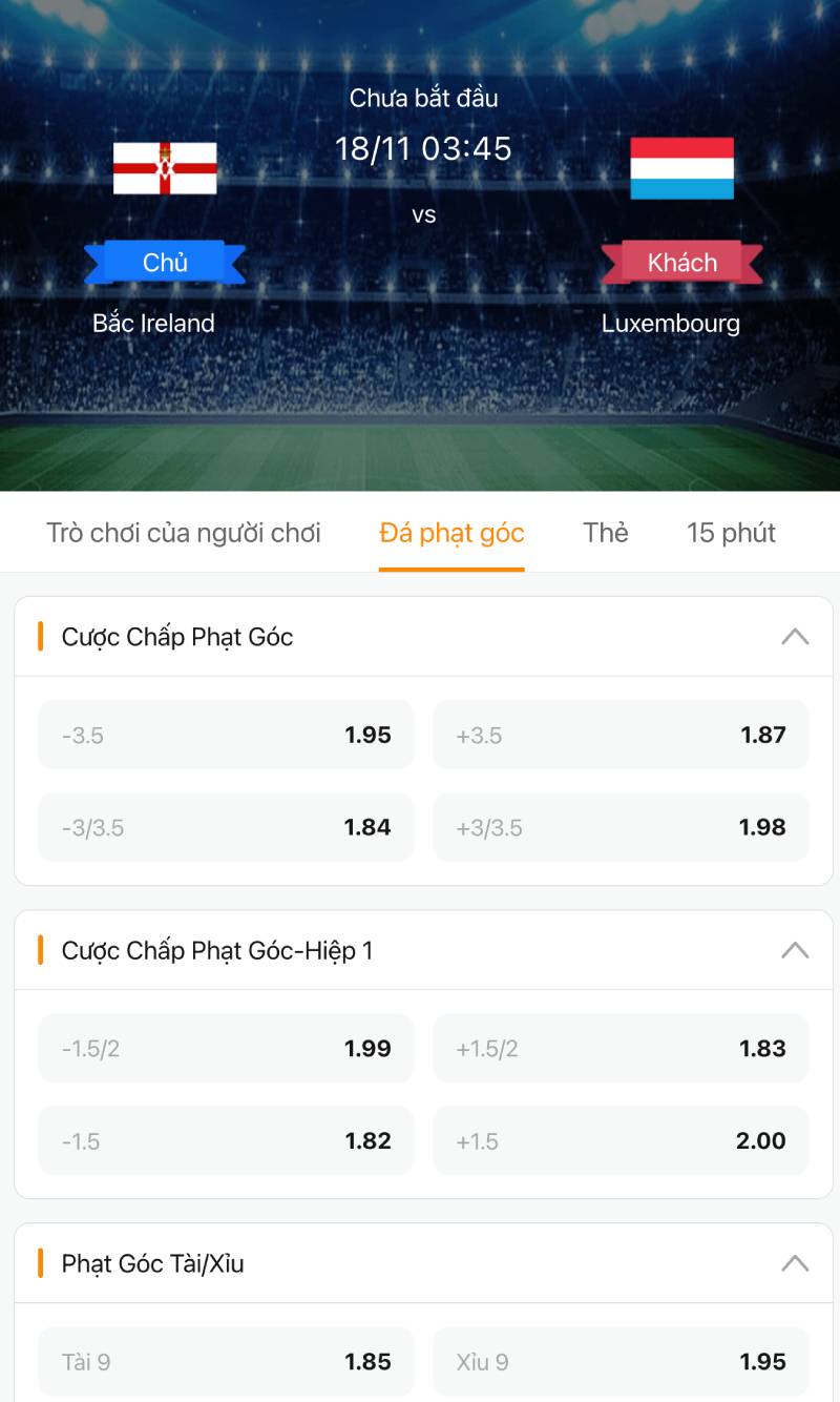 Cách đọc kèo góc nhà cái