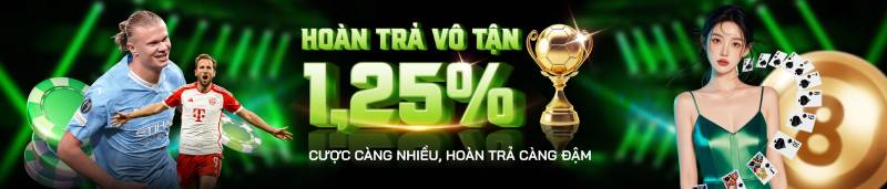Hoàn trả vô tận 1.25% – Cược càng nhiều, hoàn càng đậm