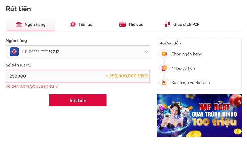 Hướng dẫn rút tiền nhà cái Net88 chi tiết