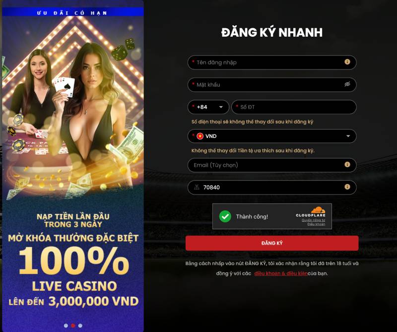 Nhấn vào mục “Đăng ký nhanh”